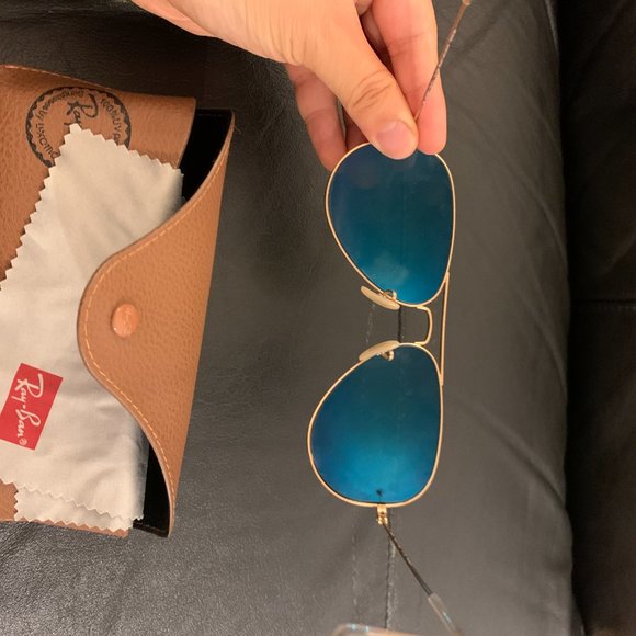 Ray-ban 58mm Aviators in Matte Gold & Blue Mirror main image 4